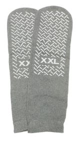 Slipper Socks; XXL Grey Pair Men's 12-13