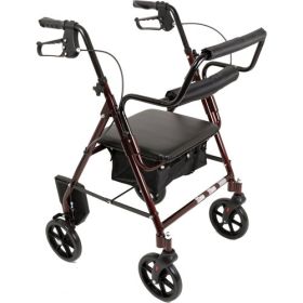 Combination Burgundy Rollator & Transport Wheelchair