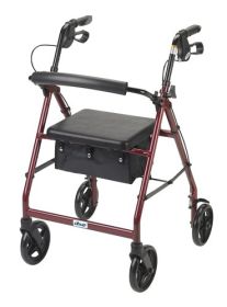 Rollator  Aluminum w/Fold-Up & Remov Back  Padded Seat Red