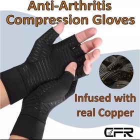 Therapeutic black Copper Compression Arthritis Gloves Fit Carpal Sports Joint Pain swelling Tingling or numbness