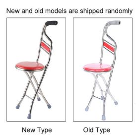 2 in 1 Folding Walking Stick 4 Legged Stool Stainless Steel Thickening Anti-Slip Walking Cane Crutch Elderly Exercise Rest Chair