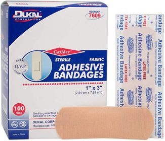 Adhesive Bandages. Pack of 100 Sterile Fabric Bandages 1" x 3" for Wound Protection. Sterile Bandages with Non-Adherent pad. Single use. Individually