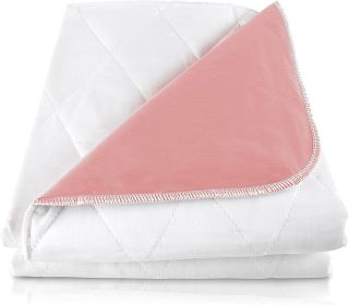 AMZ Medical Supply Pink Reusable Underpads 18 x 24 Pack of 2 Washable Incontinence Bed Underpads 50 / 50 Polyester Cotton Lightweight Absorbent Bed Pa