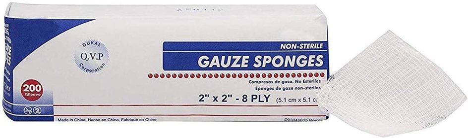Dukal Woven Gauze Pads 4" x 4". Pack of 200 Ð¡otton Sponges 16-ply. Non-Sterile; 100% Cotton Gauze Dressing Pads for Wound Dressing; Cleaning; Prepping
